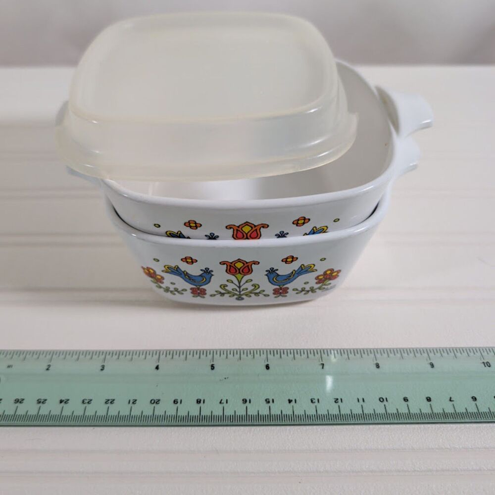 Vintage Corning Ware Country Festival P-41-B Petite Pan Lot 2 Blue Bird + Lid